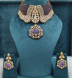 Conjunto de Joyería Nupcial de Latón con Piedras Polki y Doublet para Mujer, Perfecto para Bodas y Fiestas, Collar de Alta Calidad - Product Image 6