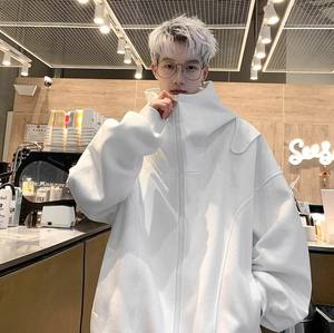 Alta calidad personalizado hombres de gran tamaño peso pesado empalme Color cremallera Sudadera con capucha French Terry 500gsm Drop Shoulder Zip Up sudaderas con capucha para hombres - Product Image 1