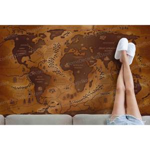 Alfombra con Estampado de Mapa Vintage, Antideslizante, Personalizada, Decorativa, Marrón, Alfombra Delgada No Tejida - Product Image 5