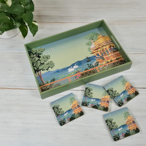 Bandeja Rectangular de Café Artesanal de Madera con Asa Elegante Bandeja Decorativa para Servir - Product Image 3