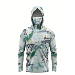 Hoodie With Face-<b>Mask</b> Hooded Sun Block Shirt Sun Protection Long Sleeve Shirt Upf50 Sportswear Fly <b>Fishing</b> Hoodies OEM Service - Product Image 1