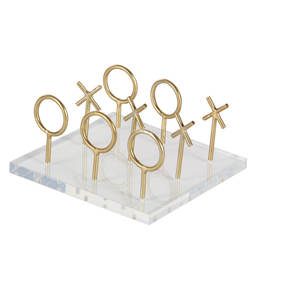 Jeu de Tic Tac Toe en or métallique de style glamour sur un plateau en acrylique transparent, parfait pour le divertissement familial, les fêtes et la décoration de la maison - Product Image 6