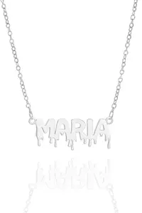 Collar personalizado de Plata de Ley 925 estilo carta de goteo de Halloween 40 + 5 cm - Product Image 4