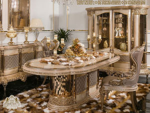 Muebles de Comedor Tallados de Lujo Estilo Rey, Juego de Comedor Dorado Hecho a Mano, Magnífico Juego de Mesa de Comedor de Lujo Estilo Rey - Product Image 6