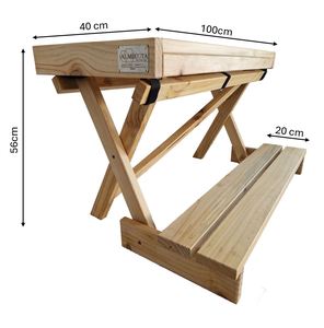 <b>Foldable</b> Modern Wooden Camping Chair ALMI-<b>Bench</b> Portable Lightweight with Footrest 12kg 2-Seater Easy Assembly All Season - Product Image 2