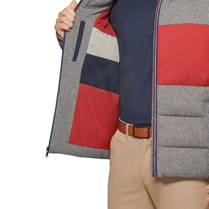 Chaqueta de burbujas para hombre, de primera calidad, informal, con cuello alto, cierre frontal con cremallera, logotipo, color sólido, cálida para invierno, personalizada, impermeable y transpirable - Product Image 5