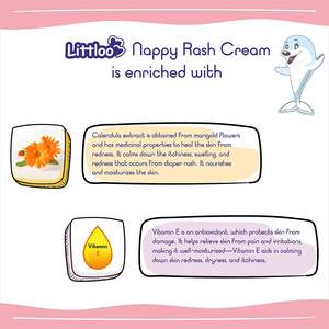 Littloo Nappy Rash Cream Crema para pañales de bebé con ingredientes naturales | Extracto de caléndula y vitamina E sin tinte y parabenos-50gm - Product Image 4