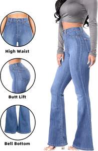 Nueva ropa de calle, pantalones de mezclilla apilados acampanados, pantalones de mezclilla personalizados transpirables, pantalones de mezclilla apilados ajustados para mujer - Product Image 4