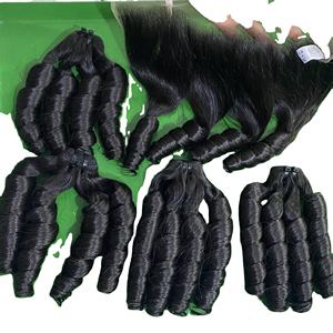 Perruque Frontale HD Super Double Drawn Fumi Cheveux Naturel Noir Vierge Cheveux Humains Vietnamien - Product Image 4