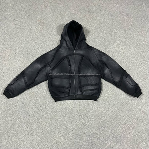 Nouveau sweat à capuche zippé pour homme, style Techwear, multi-panneaux, streetwear urbain, veste hybride, style utilitaire, tendance futuriste, vêtements décontractés - Product Image 1