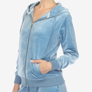 ชุดวอร์มกำมะหยี่สีดำ ดีไซน์กำมะหยี่ ชุดวอร์มสองชิ้นสำหรับผู้หญิง ชุดวอร์มผ้ากำมะหยี่ระบายอากาศได้ดี คุณภาพสูงสำหรับผู้หญิง - Product Image 5