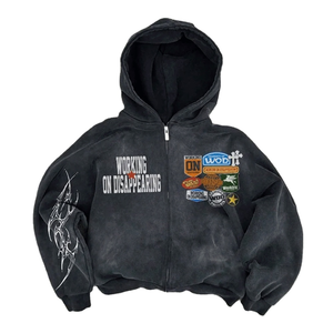 Sudadera con Capucha Extra Grande para Hombre, Estilo Urbano, Estampado Puff, Lavado Ácido, Precio al por Mayor, Logotipo Personalizado, Venta Caliente 2025 - Product Image 4