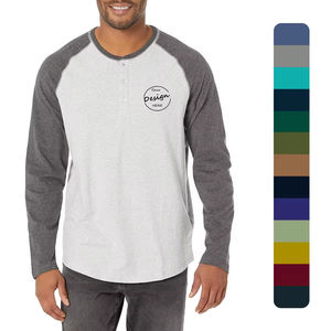 T-shirts pour hommes à manches raglan de concepteur OEM | Fabricant de t-shirts à manches longues avec boutons en patchwork de haute qualité sur ZOHAN CREATIONS - Product Image 2