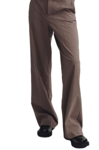 Pantalones formales elásticos de rayas marrones de algodón de la mejor calidad para reuniones de negocios disponibles a granel - Product Image 3