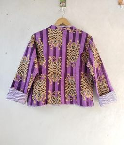 เสื้อแจ็กเก็ตผ้าฝ้ายอินเดียพิมพ์ลายเสือเสื้อลำลองสองด้านสำหรับฤดูหนาวเสื้อนอกมีท่อ - Product Image 5