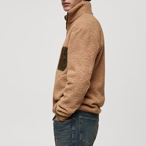 OEM Custom Solid Winter Stand Collar 1/4 Zip Pullover Sherpa Fleece Sweatshirt <b>Jumper</b> for Men - Product Image 3