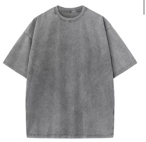 เสื้อยืดคอตตอน 100% พิมพ์ลายโลโก้ตามสั่ง แขนสั้น สไตล์วินเทจ ล้างสีแบบแอซิด ไซส์พลัส โอเวอร์ไซส์ สำหรับผู้ชาย - Product Image 4