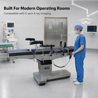 Table d'opération électrique à 6 moteurs, lit chirurgical compatible avec le bras en C, plateau radiolucent pour salle d'opération hospitalière
