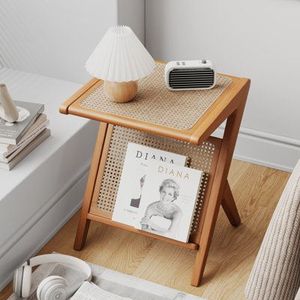 Escritorio de oficina con acabado de ratán, mesa de muebles de madera con soportes de almacenamiento, estantes, escritorios de ordenador, trabajo para oficina, estable moderno - Product Image 1