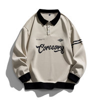 Sweat-shirt unisexe surdimensionné à col contrastant brodé, style Harajuku, uniforme de baseball, streetwear, 100% polyester