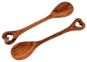 Poignée circulaire en cuillères de service en bois pour décor de salle à manger Serveur de salade de table Vente chaude Nouveaux couverts Couverts - Product Image 3