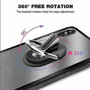 (Clear Out!)Hicucoo Stick-On 3 In 1 Ring <b>Holder</b> Kickstand <b>Car</b> Mount Silver - Product Image 4