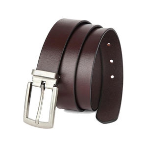 Cinturón de Cuero Marrón Sólido para Hombre al por Mayor, Hebilla Clásica de Una Sola Punta, Cinturón Formal Personalizado con Marca, OEM - Product Image 2