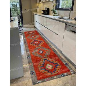 Colorful Printed <b>Rug</b> with Kilim Design, Turkish Pattern, Machine Washable,Nonwoven Thin <b>Rug</b> - Product Image 5