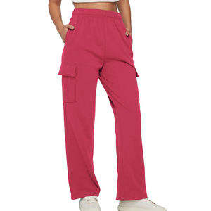 Pantalon de survêtement évasé personnalisé de haute qualité pour femmes à jambe droite Pantalon pour femmes à poches latérales à rayures surdimensionnées à la taille - Product Image 6