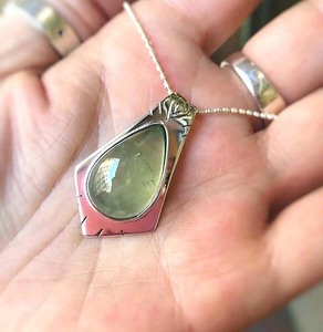 จี้พรีไนต์งานแฮนด์เมด10x15มม. 925เงินสเตอร์ลิงพร้อมเครื่องประดับรูปลูกแพร์ชุบทองสำหรับเป็นของขวัญวันเกิด - Product Image 1