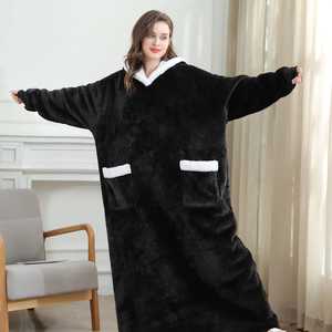 ผ้าห่มมีฮู้ดผ้าสักหลาดขนาดใหญ่ผ้าฟลีซผ้าฝ้าย/โพลีเอสเตอร์มีฮู้ดสำหรับดูทีวีสวมใส่ให้ความอบอุ่นในฤดูหนาว - Product Image 1