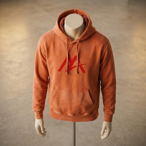 Sweat à capuche polaire pour homme, couleur terre cuite, avec logo, style streetwear, poche kangourou, vente en gros, vêtements OEM ODM, grammage lourd - Product Image 2