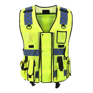Gilet de sécurité en maille fluorescente en polyester antistatique certifié CE, personnalisable avec logo, noir, haute visibilité, pour la construction - Product Image 1