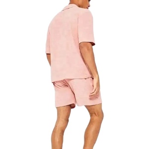 Gran oferta Unisex de dos piezas de tela de rizo conjunto corto de verano para hombres camisas abotonadas informales y pantalones cortos estampados de manga corta 2026 - Product Image 6