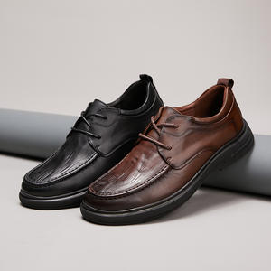 Men's casual <b>shoes</b> with genuine leather upper, oil-waxed <b>soft</b> leather <b>sole</b>, flat design - Product Image 2