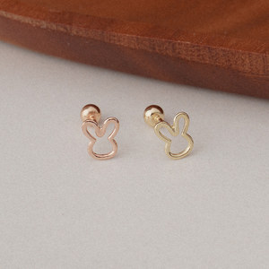 ต่างหูเม็ดกลมสีทอง14K สำหรับผู้หญิงต่างหูแบบเจาะรูปกระต่ายแนวทันสมัยเครื่องประดับแบบเจาะรูแบบธรรมดาสำหรับทุกวันขายส่งจาก K-Jewelry - Product Image 5