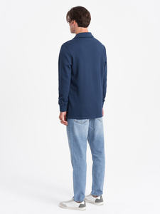 OEM al por mayor de los hombres de polo de alta calidad de encargo de la camiseta en blanco con manga larga de los hombres camisetas de polo de impresión oscura de punto de seda - Product Image 6