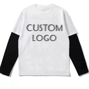 Camiseta de manga larga de doble capa con gráfico serigrafiado, ropa de calle personalizada, camiseta recortada Vintage de doble capa para hombre - Product Image 3