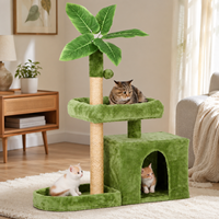 Arbre à chat de luxe écologique multi-niveaux en forme de palmier tropical, tour à chat avec griffoir en sisal, condo pour chat en peluche, emballage en carton pour intérieur