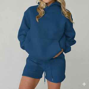 Sweat-shirt personnalisé OEM Streetwear Casual imprimé pour femme, couleur unie, toile, ensemble complet, 100% coton, écologique, séchage rapide - Product Image 3