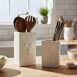 Porte-ustensiles en céramique de haute qualité, écologique, couleur personnalisée, pour la cuisine, rangement de cuillères, spatules, pot |   Lave-vaisselle sécurisé pour comptoir - Product Image 1