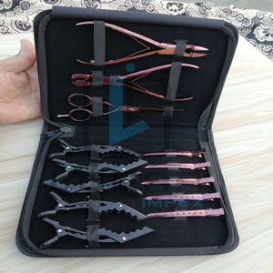 Micro Ring Extensions Professionnel Rose Ombré Rose Or Plasma Extension de Cheveux Outils de Salon Ensemble d'étuis en cuir noir - Product Image 2
