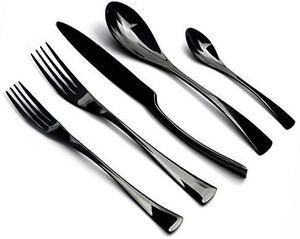 Ensemble de couverts en métal de qualité standard faits à la main avec manche de couleur noire pour la table et la cuisine - Product Image 3