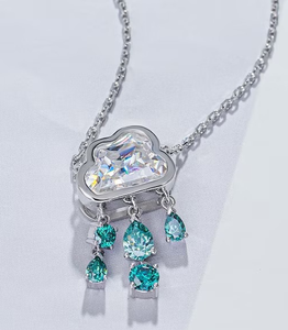 925 Stealing Sliver Moissanite Diamond Cloud Cut Raindrop Pendant - Product Image 2