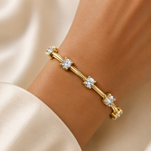 Bracelet tennis à diamants de laboratoire taille ronde DEF VVS 5.60 CTW en or jaune 14K, bijoux de mariage personnalisés, vente en gros OEM - Product Image 2