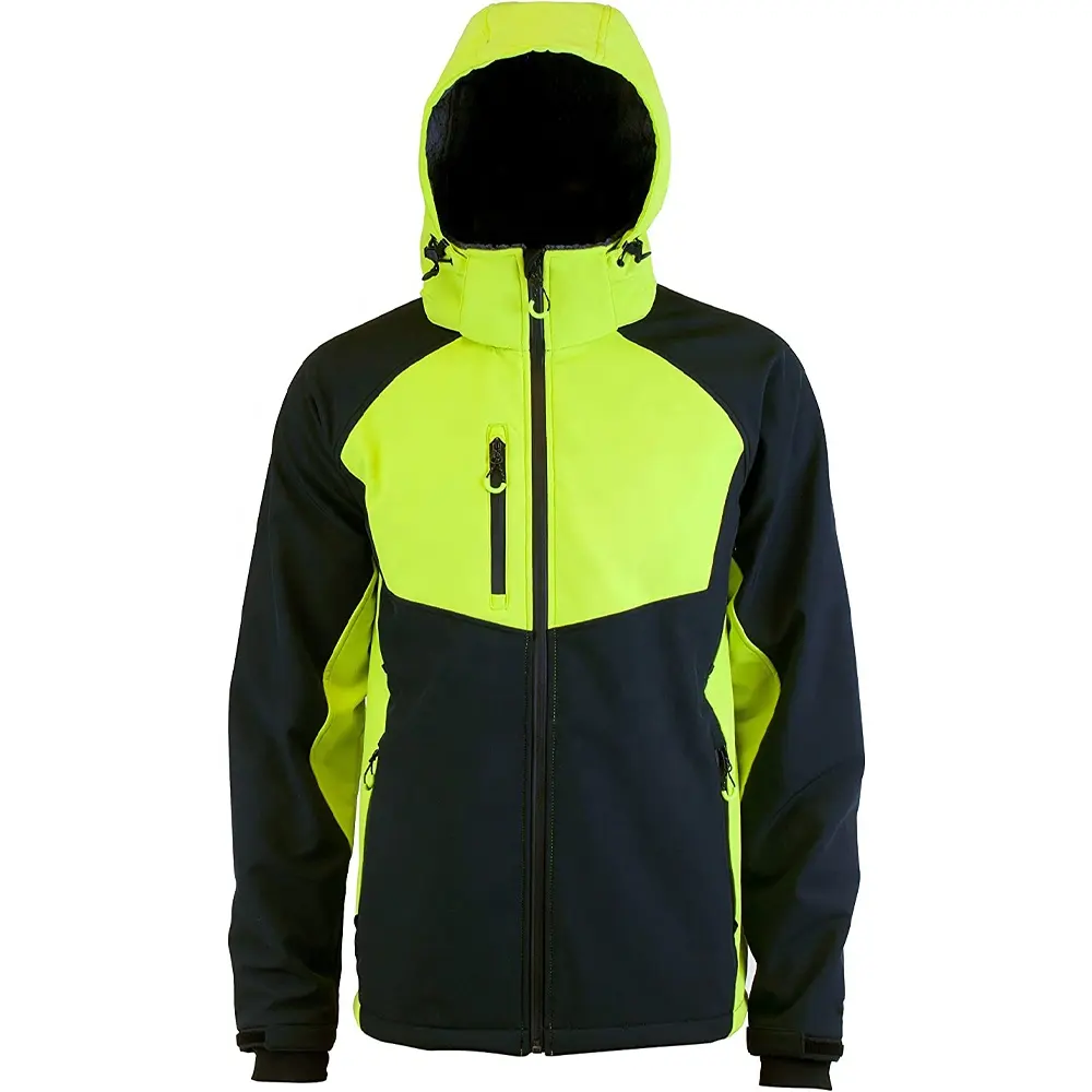 Mannen Winter Bovenkleding Full Zip Up Hooded Kleur Blok Softshell Jas Voor Sport Ski Jacht Wandelen