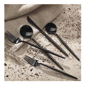 El último juego moderno de cucharas de postre de acero inoxidable, boda, fiesta, Hotel, restaurante, juego de cubiertos negro mate brillante, venta superior - Product Image 1