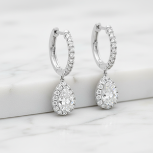 Nouvelles boucles d'oreilles pendantes en forme de cloche délicate en moissanite halo de style nouveau, en forme de larme, en argent 925, bijoux de demoiselle d'honneur - Product Image 3