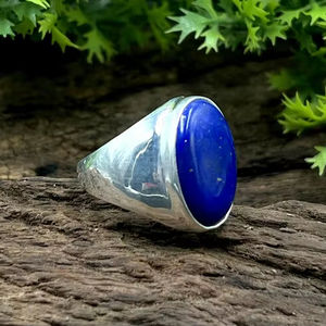 Anillo de Plata de Ley 925 con piedras preciosas de lapislázuli chapadas en rodio, joyería hecha a mano, ajuste de bisel, anillo de moda para unisex. - Product Image 4