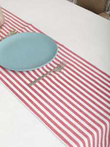 Chemin de table 100% coton teint en fil à rayures rouges Style moderne de luxe Techniques tissées Accueil Hôtel Fête de mariage Cuisine Utilisation en extérieur - Product Image 2